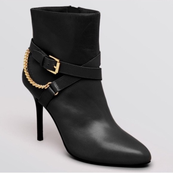 Ralph Lauren black leather Laurie pointed toe high heel ankle boots - size 10 - Picture 1 of 7
